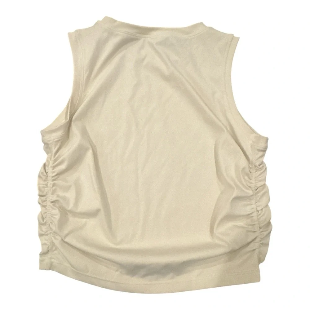 Gold Hinge Women’s Ruched Scrunch Tank Crop Size S Cream Top - Picture 2 of 4